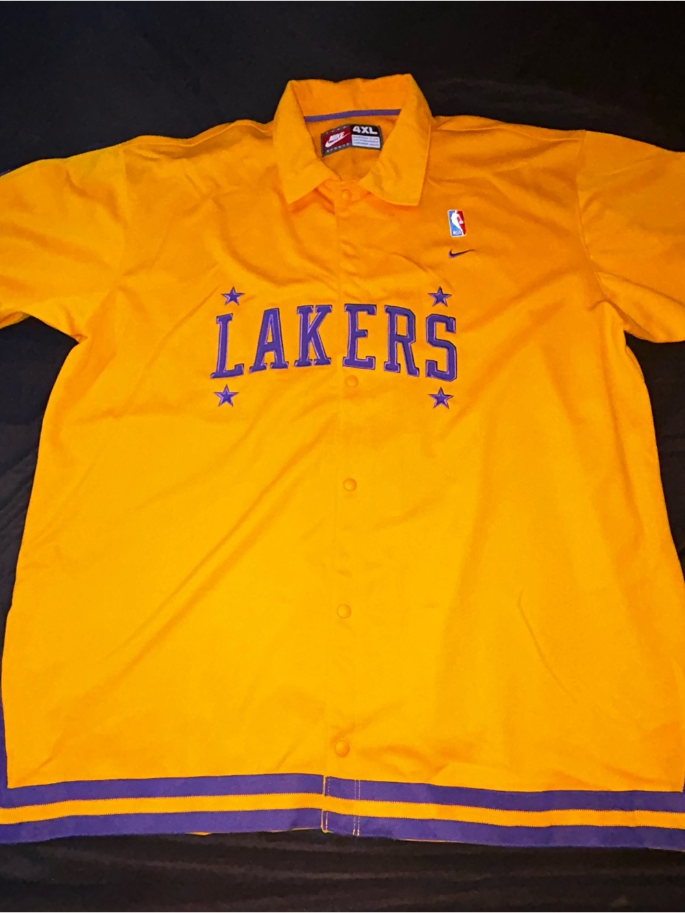 VTG Los Angeles LA Lakers Gold Warm Up Jacket Nike Rewind 57 Sz Mens 4XL